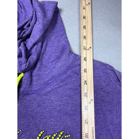 Harley Davidson Purple Heathered Long Sleeve Hoodie Neon Yellow Women Size xL - Picture 4 of 10